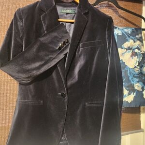 Lauren Ralph Lauren Dark Midnight Blue Velvet Blazer